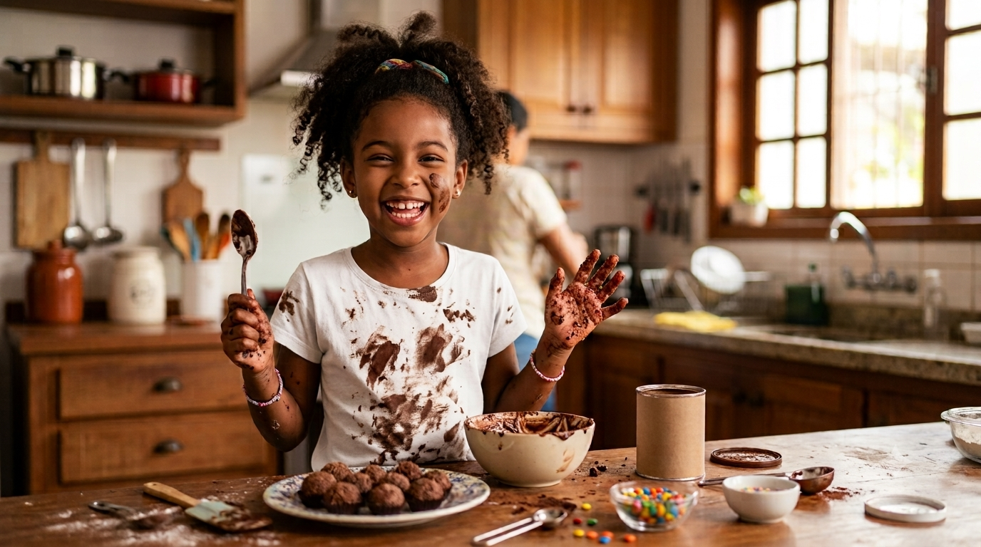 Dia do Chocolate e férias escolares? Tira Manchas Brilux facilita a limpeza da bagunça das crianças